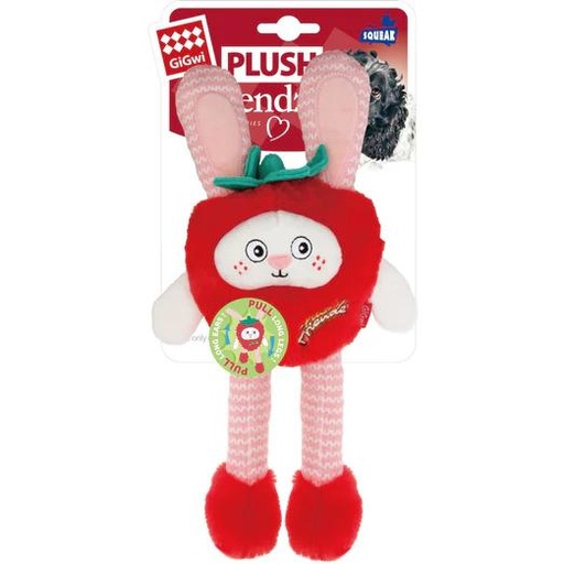 [6969] GiGwi-Plush Friendz磨牙響紙拉扯系列 草莓兔