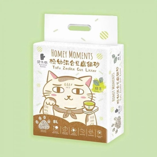 [TAHMNW08003GZ] Homey Moments綠茶活性碳極幼混合豆腐貓砂(8L)